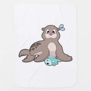 Seal with Fish Baby Blanket