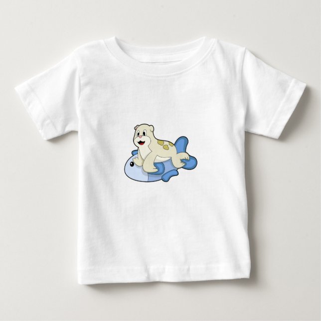 Seal with Fish Baby T-Shirt (Front)