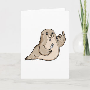 Seal with Fish & Fork Card