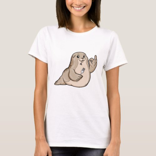 Seal with Fish  Fork T_Shirt