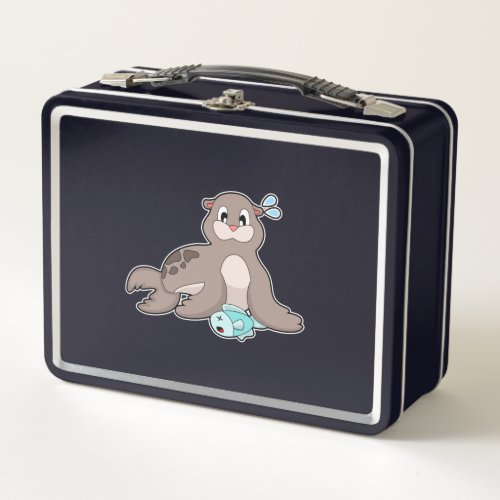Seal with Fish Metal Lunch Box