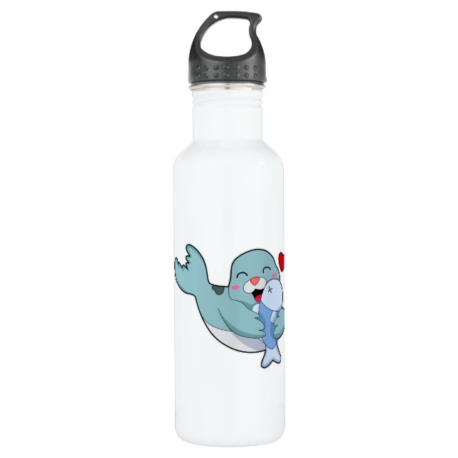 Seal with Fish Stainless Steel Water Bottle (Front)