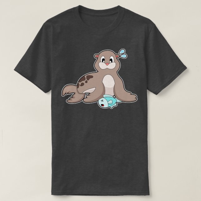 Seal with Fish T-Shirt (Design Front)