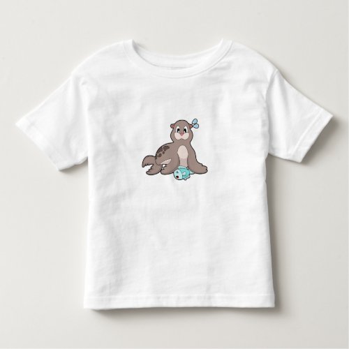 Seal with Fish Toddler T_shirt