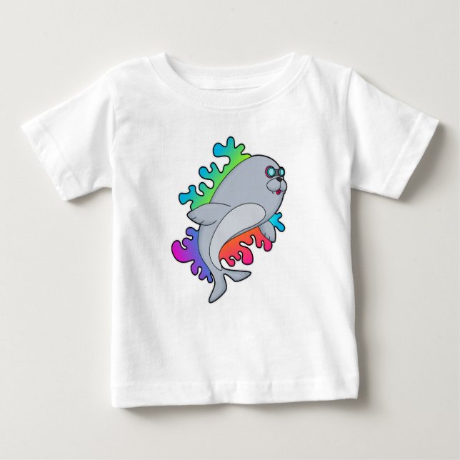 Seal with Glasses Baby T-Shirt (Front)