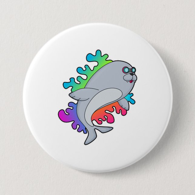 Seal with Glasses Button (Front)