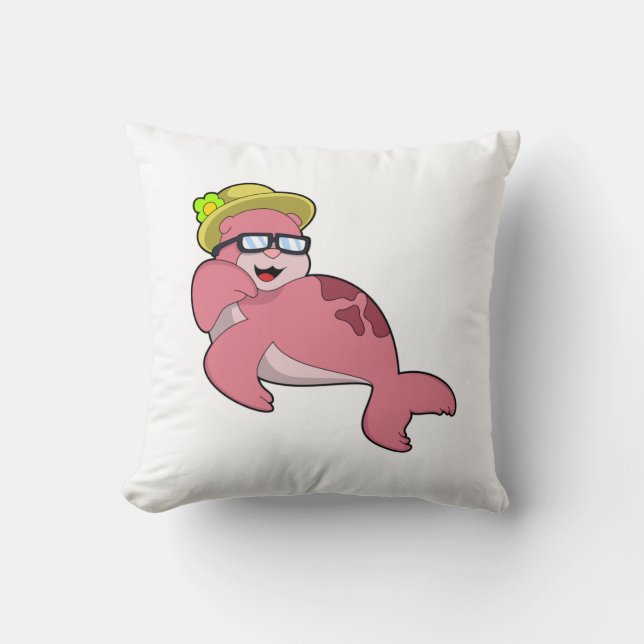 Seal with Glasses.PNG Throw Pillow (Front)