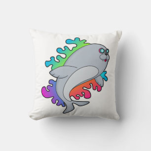 Seal with Glasses Throw Pillow