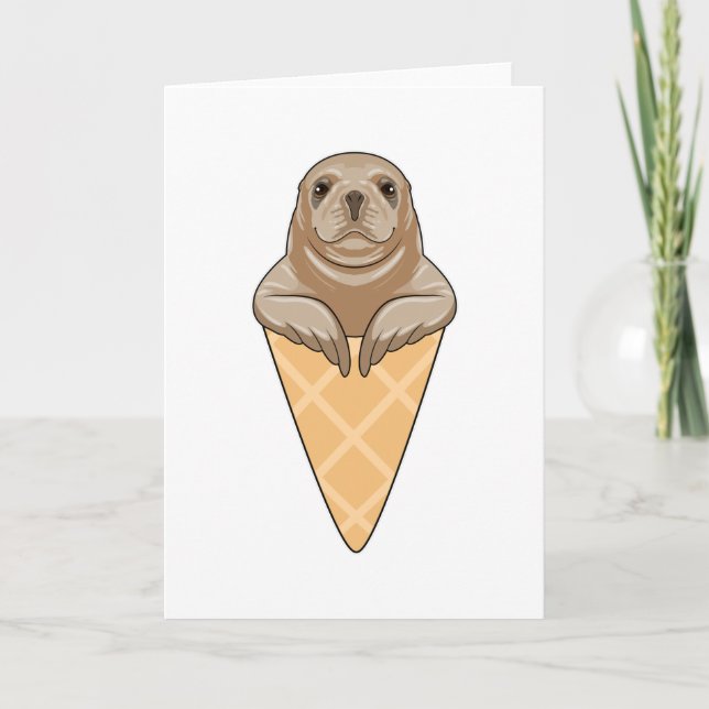 Seal with Ice cream cone Card (Front)