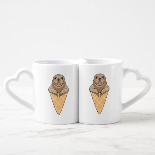 Seal with Ice cream cone Coffee Mug Set