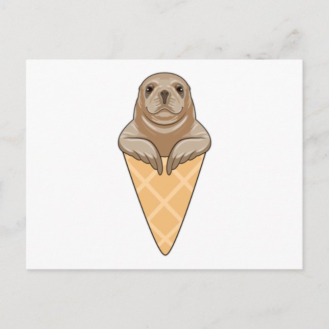 Seal with Ice cream cone Postcard (Front)