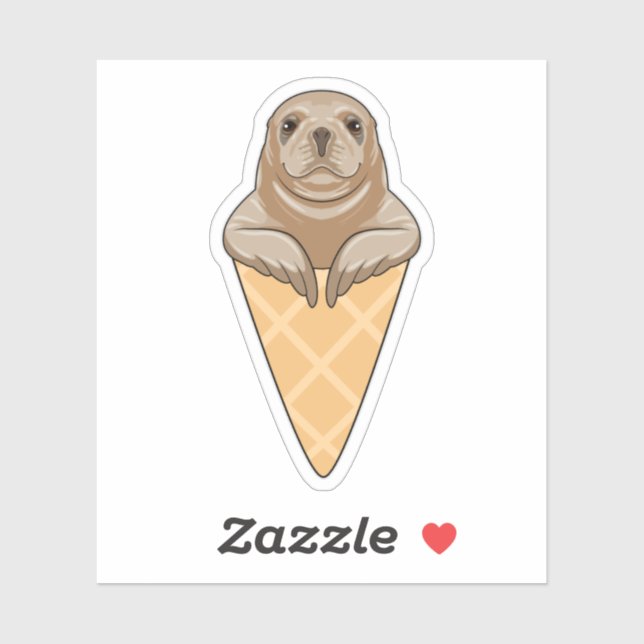 Seal with Ice cream cone Sticker (Sheet)