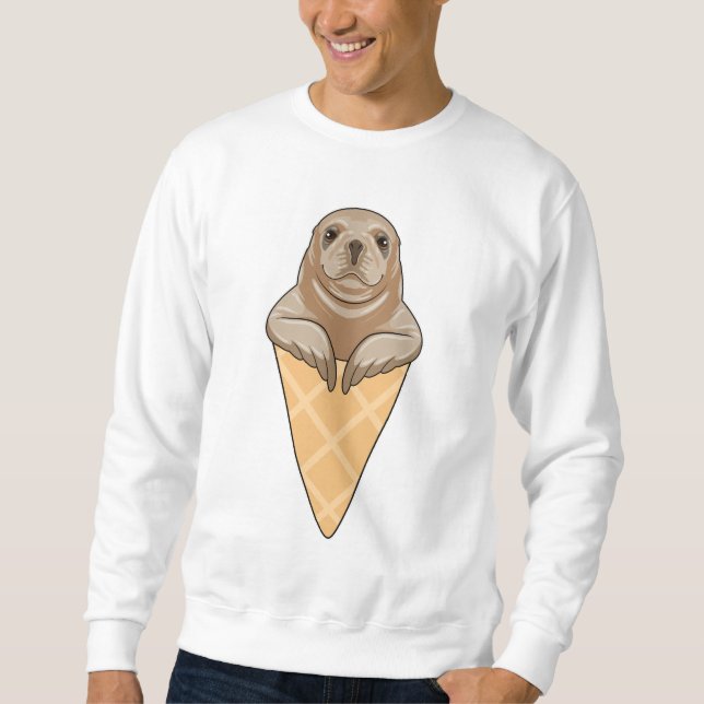 Seal with Ice cream cone Sweatshirt (Front)