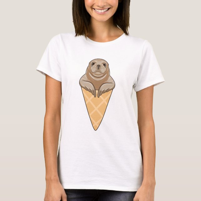 Seal with Ice cream cone T-Shirt (Front)