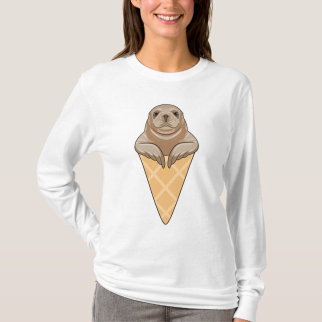 Seal with Ice cream cone T-Shirt (Front)