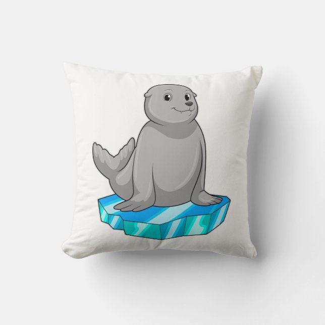 Seal with Ice floe Throw Pillow (Front)