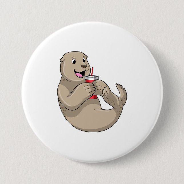 Seal with Mug with Straw Button (Front)