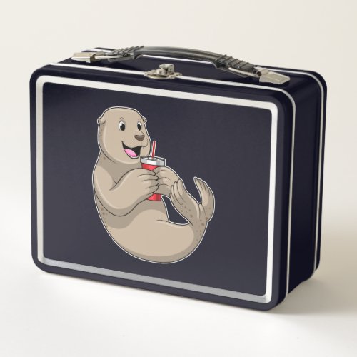 Seal with Mug with Straw Metal Lunch Box