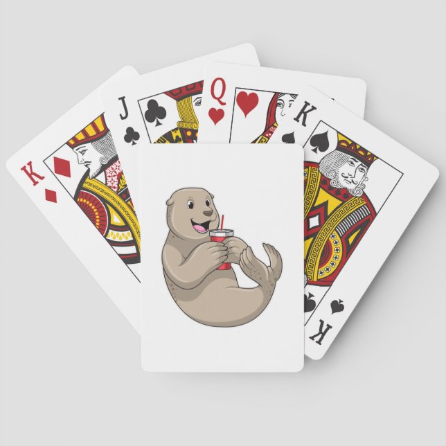 Seal with Mug with Straw Poker Cards (Back)