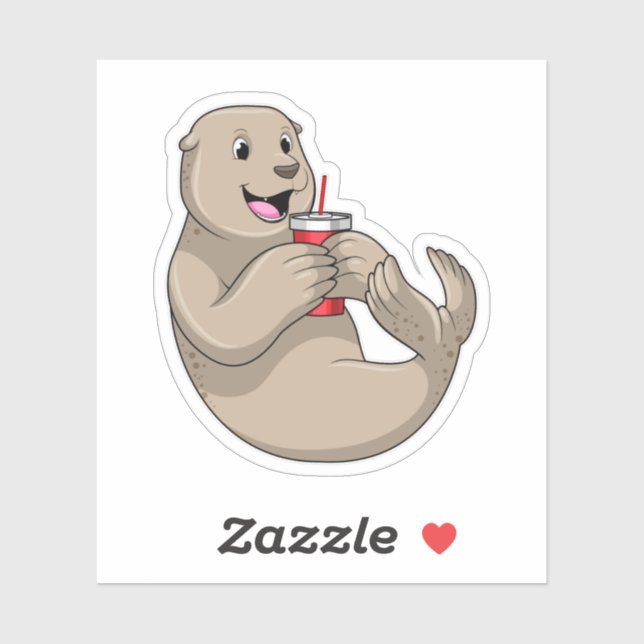 Seal with Mug with Straw Sticker (Sheet)