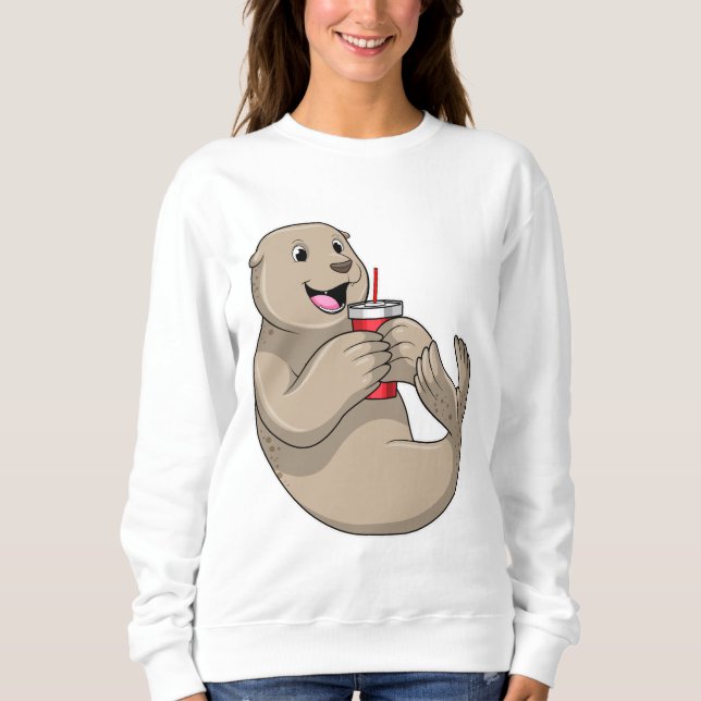 Seal with Mug with Straw Sweatshirt (Front)