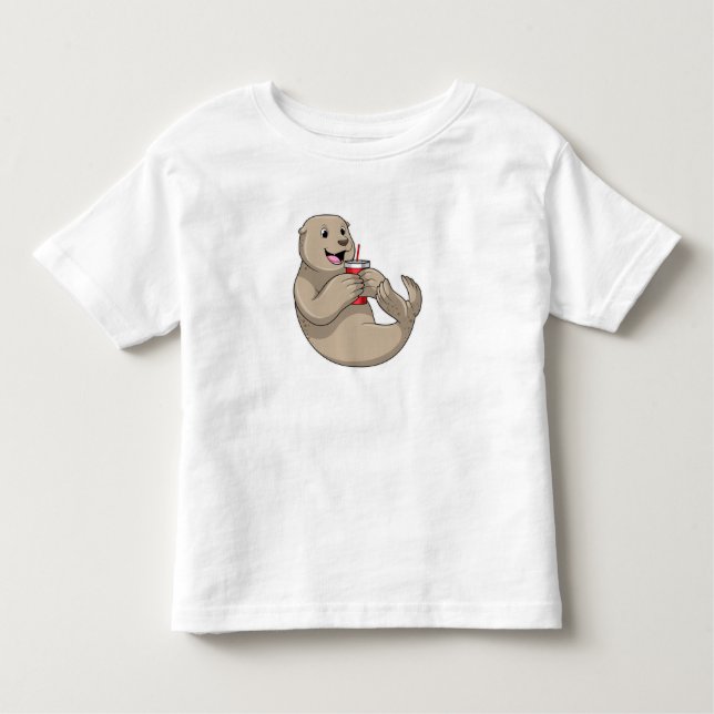 Seal with Mug with Straw Toddler T-shirt (Front)