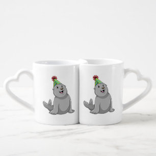 Seal with Party hat Party Coffee Mug Set