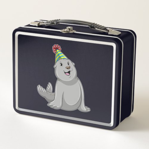 Seal with Party hat Party Metal Lunch Box