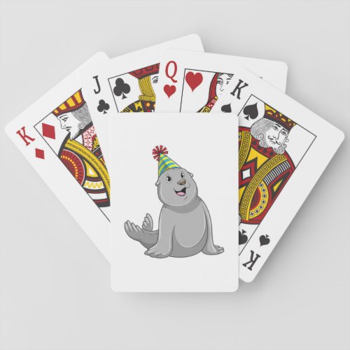 Seal with Party hat Party Playing Cards