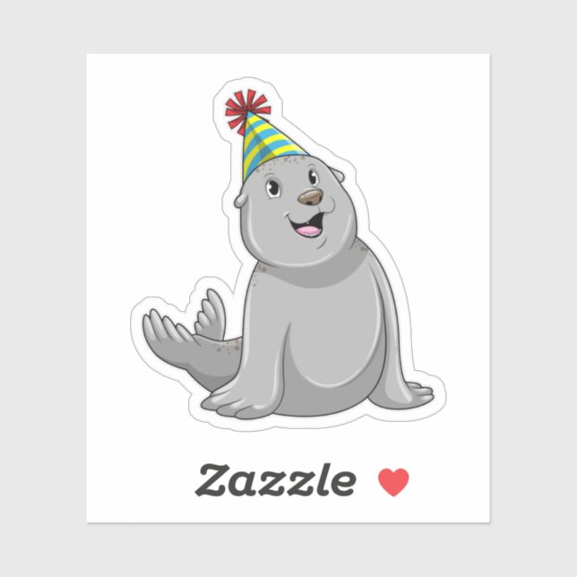 Seal with Party hat Party Sticker (Sheet)