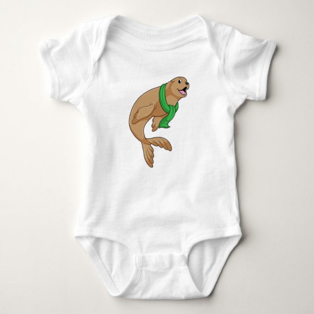 Seal with Scarf Baby Bodysuit (Front)