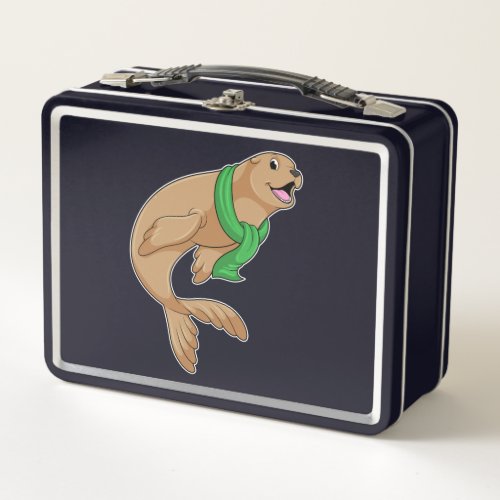 Seal with Scarf Metal Lunch Box