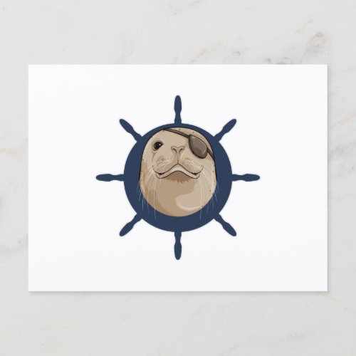 Seal with Ship rudder Postcard