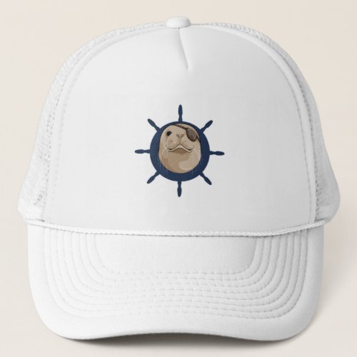 Seal with Ship rudder Trucker Hat