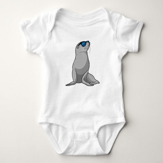Seal with Sunglasses Baby Bodysuit (Front)