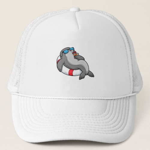 Seal with Swim ring  Drink Trucker Hat