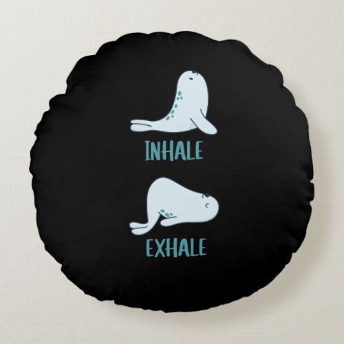 Seal Yoga Cute Seal Sport Inhale Exhale Round Pillow