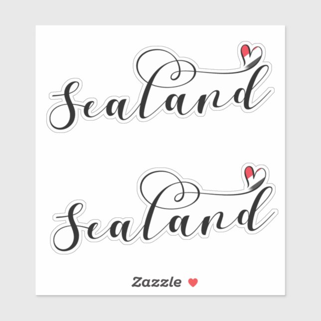 Sealand Flag In Heart, Principality of Sealand  Sticker (Sheet)