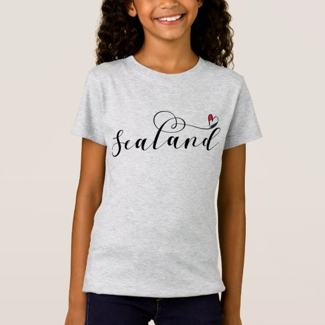Sealand Flag In Heart, Principality of Sealand T-Shirt (Front)