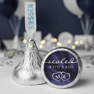 Sealed w/ a Kiss Heart Monogram Navy Blue Wedding Hershey®'s Kisses®