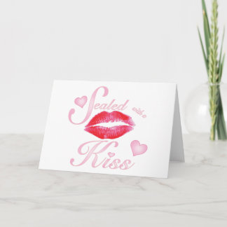 Sealed with a Kiss and Hearts Holiday Card