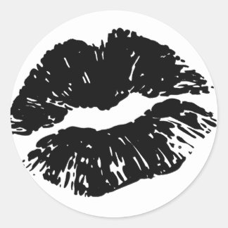 Sealed With A Kiss Black Lip Print Kiss Sticker