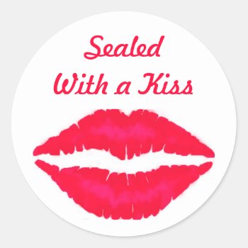 Sealed With A Kiss Classic Round Sticker by TNMgraphics at Zazzle