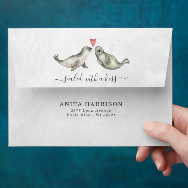 Sealed With A Kiss | Cute Seals Personalized Envelope (Hand)