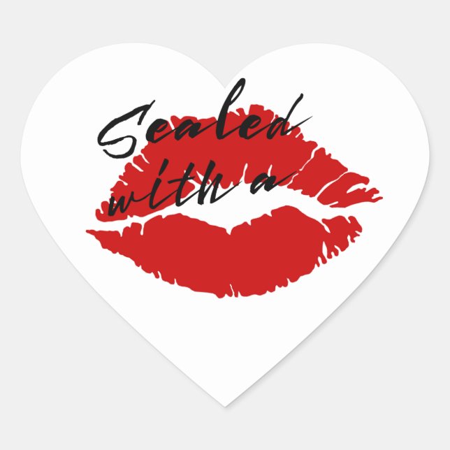 "Sealed with a Kiss" Heart Sticker (Front)