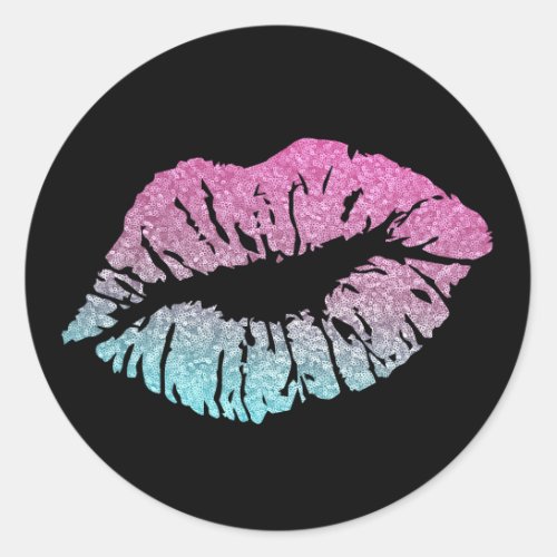 Sealed with a Kiss  Lip Print Round Stickers