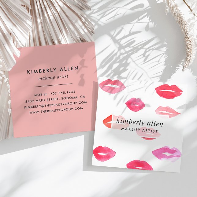 Sealed with a Kiss | Makeup Artist Square Business Card (Creator Uploaded)