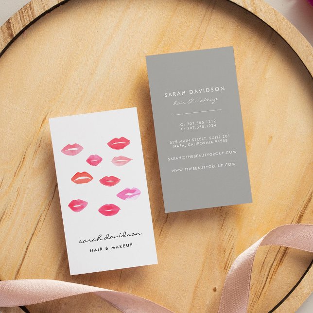 Sealed with a Kiss | Makeup Artist Vertical Business Card (Creator Uploaded)