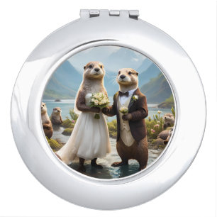 **"Sealed with a Kiss: Otterly in Love"** Compact Mirror