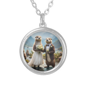 **"Sealed with a Kiss: Otterly in Love"** Silver Plated Necklace